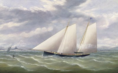 Ein Kutter bei starkem Wind mit einer Flagge des Royal Thames Yacht Club von Arthur Wellington Fowles